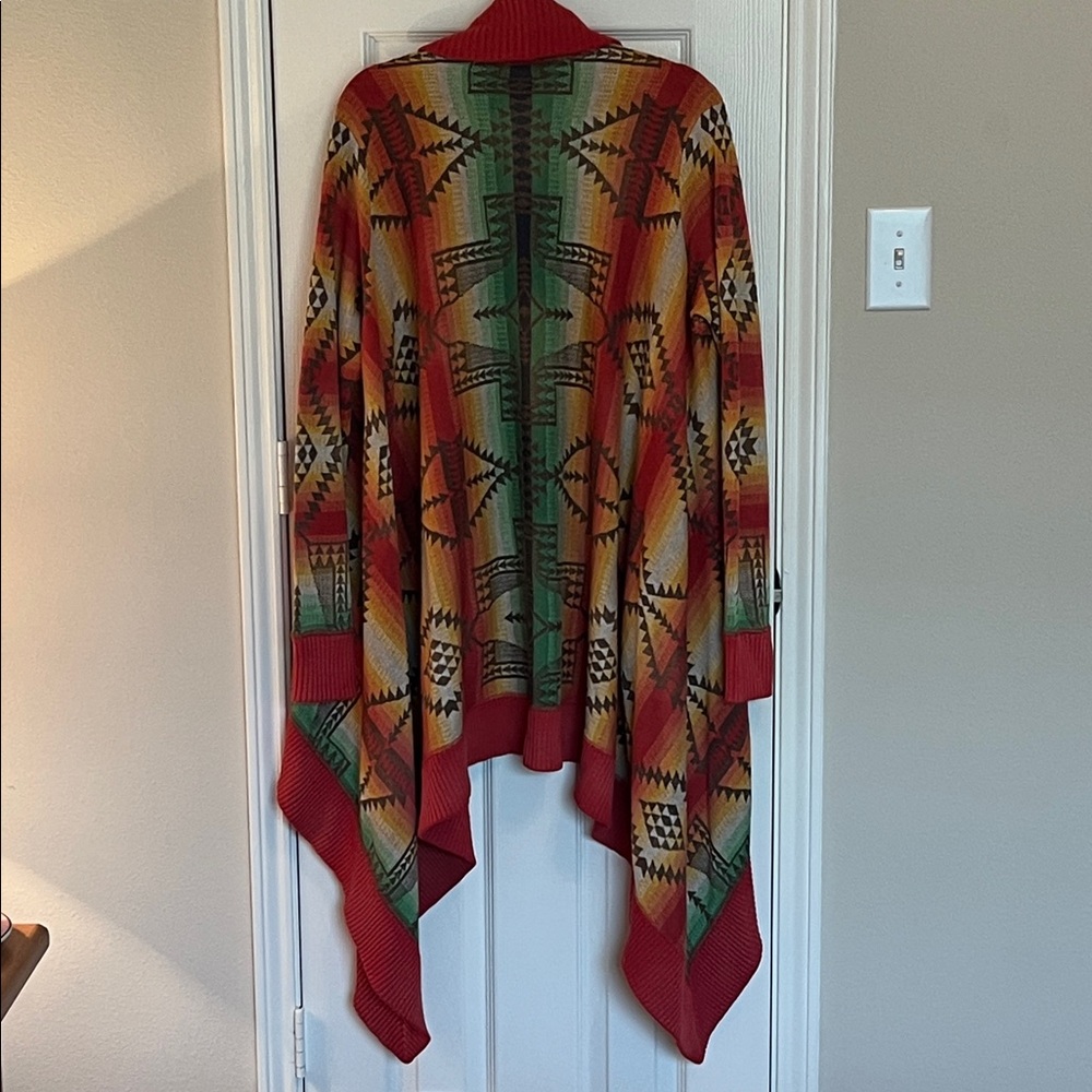 Polo by Ralph Lauren Coral & Green Southwestern Draped Knit Cardigan - Picture 5 of 7